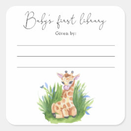 Adesivo Quadrado Girafa - livro de registro de presente de baby sho