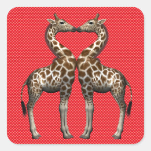 Adesivo Quadrado Girafas Apaixonadas