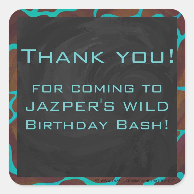 Adesivo Quadrado Giraffe Brown e Teal Impressão (Frente)