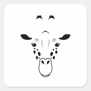 Adesivo Quadrado Giraffe Face Silhouette