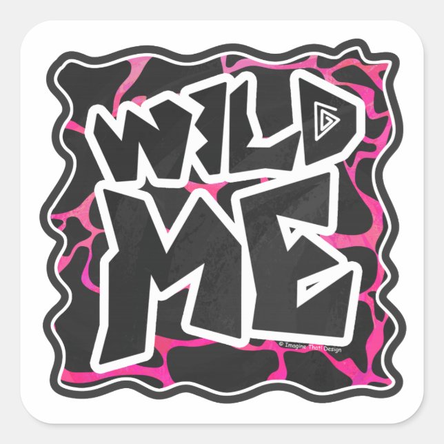 Adesivo Quadrado Giraffe Hot Pink e Impressão preto (Frente)