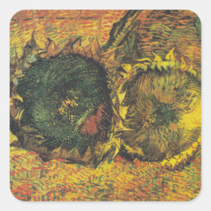 Adesivo Quadrado Girassóis de Van Gogh - Arte Floral Dourada Vintag