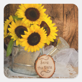 Adesivo Quadrado Girassóis e água podem casar salvar a data