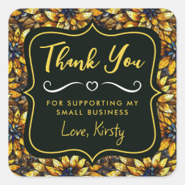 Adesivo Quadrado Girassóis Elegantes Vidro Arrefecido Pequena Empre