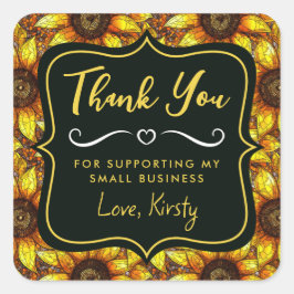 Adesivo Quadrado Girassóis Elegantes Vidro Arrefecido Pequena Empre