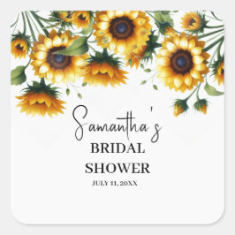 Adesivo Quadrado Girassóis Flores Amarelas Chá de Noiva Rústico