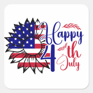 Adesivo Quadrado Girassol 4 de julho