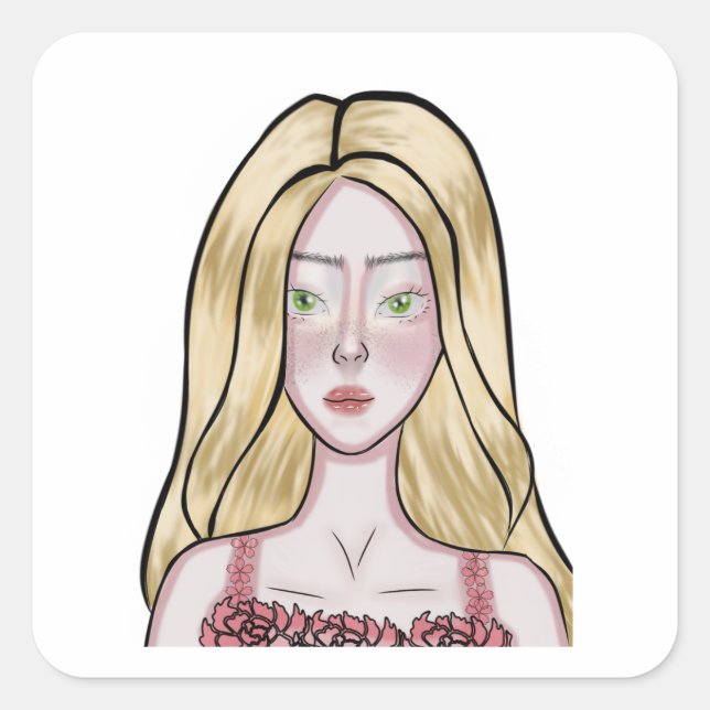 Adesivo Quadrado Girl Drawing (Frente)