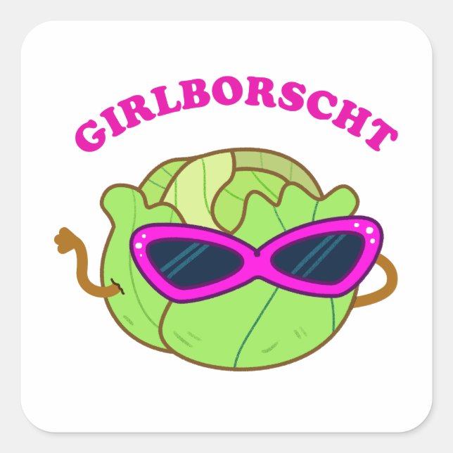Adesivo Quadrado Girlborscht Fabuloso Pun Sticker Vegetal (Frente)
