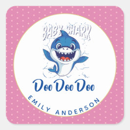 Adesivo Quadrado Girls BABY SHARK Chá Doo Cute Pink Personalizado