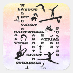 Adesivo Quadrado Girls Gymnastics Espadas Cruzadas Habilidades Past