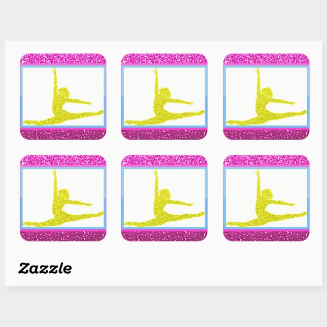 Adesivo Quadrado Girls Gymnastics Sparkle Stickers (Folha)