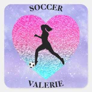 Adesivo Quadrado Girls Love Soccer