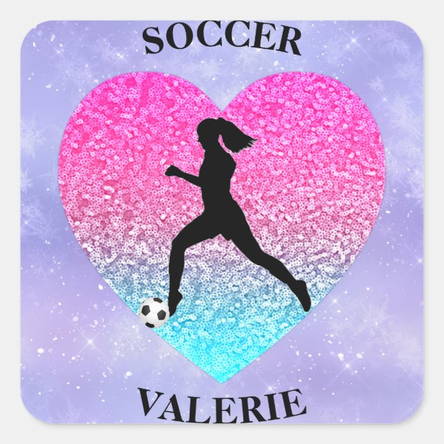 Adesivo Quadrado Girls Love Soccer (Frente)