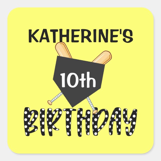 Adesivo Quadrado Girls Softball Festa de aniversário (Frente)