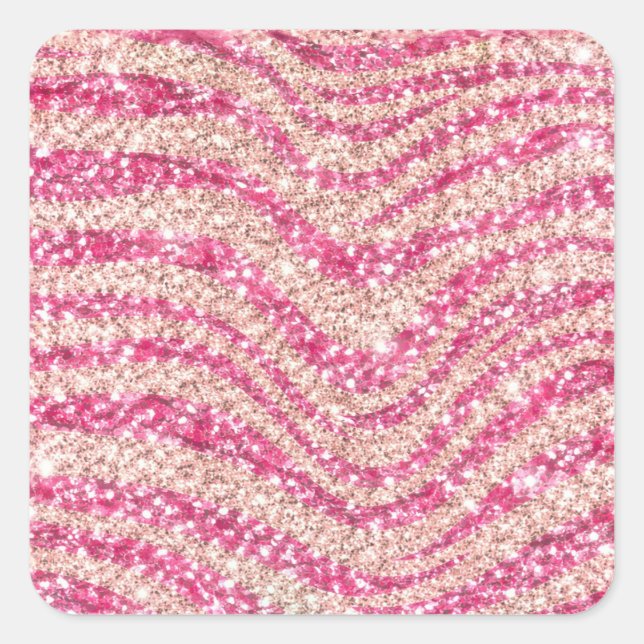 Adesivo Quadrado Girly Pink Blush Glitter Zebra Pattern             (Frente)