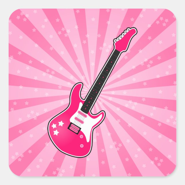Adesivo Quadrado Girly Pink Electric Guitar (Frente)