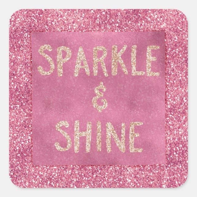 Adesivo Quadrado Girly Pink Glitter Sparkle (Frente)