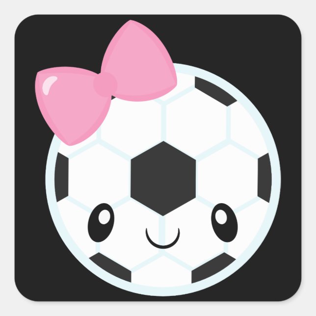 Adesivo Quadrado Girly Soccer Ball Emoji Stickers (Frente)