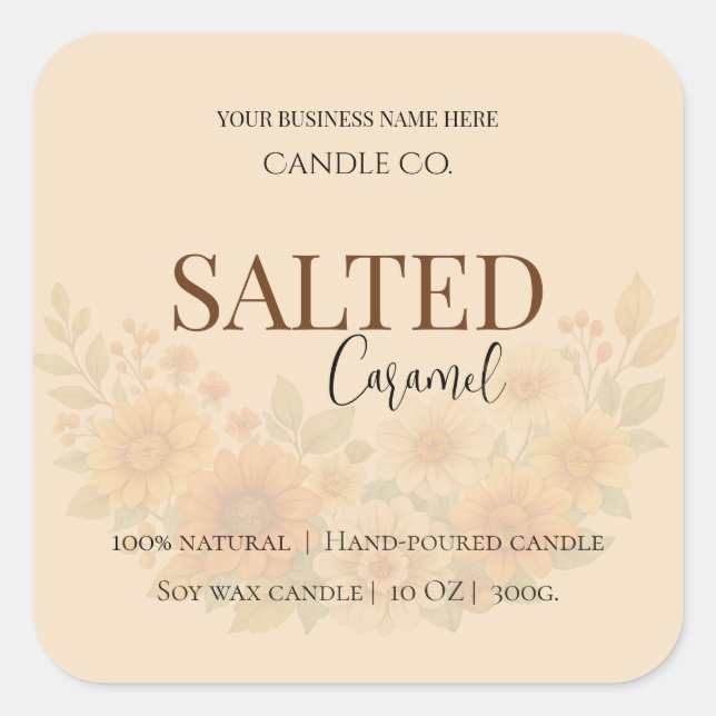 Adesivo Quadrado Give Thanks Salted Caramel Candle Label (Frente)