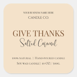 Adesivo Quadrado Give Thanks Salted Caramel Candle Label
