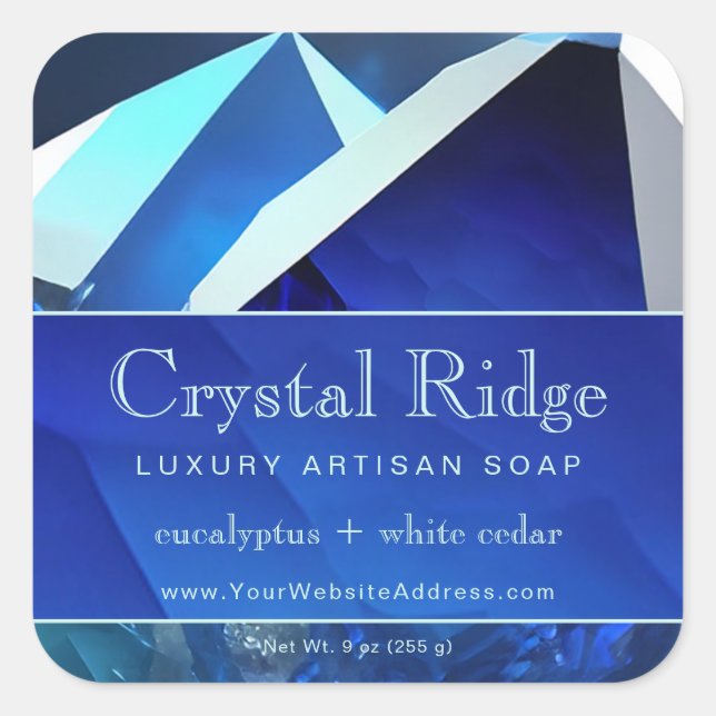 Adesivo Quadrado Glacial Mountain Magical - Cristais Abstrato Místi (Frente)