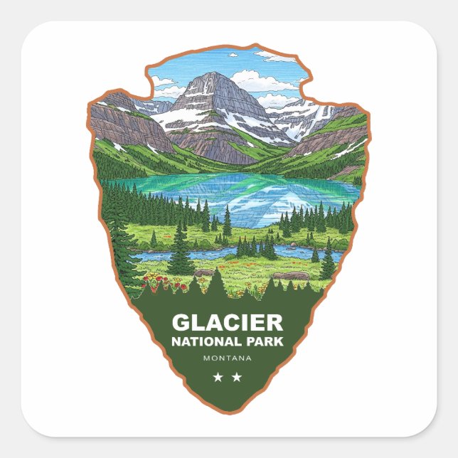 Adesivo Quadrado Glacier National Park Montana Arrowhead (Frente)