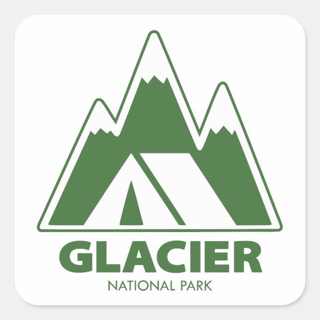 Adesivo Quadrado Glacier National Park Mountains Camping (Frente)