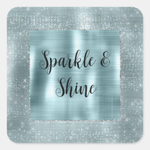 Adesivo Quadrado Glam Aqua Glitzy Silver Sparkle
