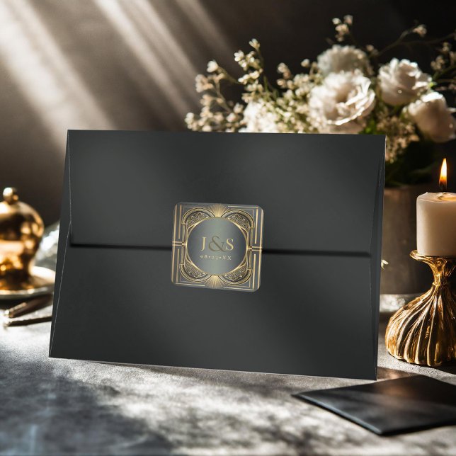 Adesivo Quadrado Glam Art Deco Wedding ID1033 (Criador carregado)