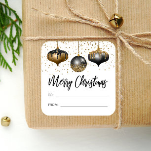 Adesivo Quadrado Glam Black Dourados Ornaejos Feliz Natal Para De