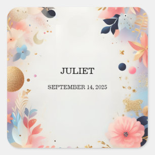 Adesivo Quadrado Glam Brilho Pastel Ombre Brilho Chuveiro de Noiva