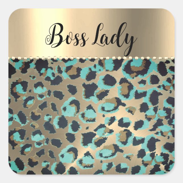 Adesivo Quadrado "Glam Leopard Boss Lady" (Frente)