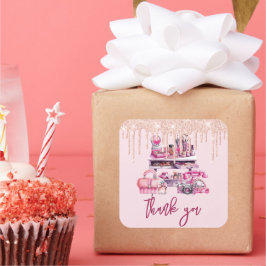 Adesivo Quadrado Glam Makeup Girl Birthday