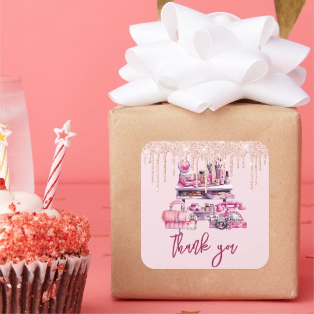 Adesivo Quadrado Glam Makeup Girl Birthday (Festa)