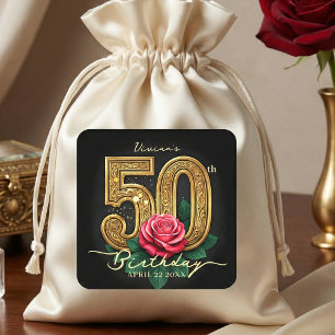 Adesivo Quadrado Glamour Chique Rosa Floral Preta Dourada Vermelha