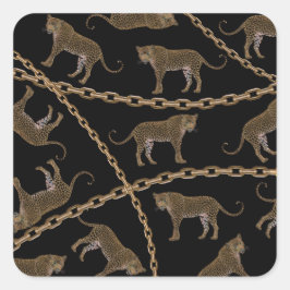 Adesivo Quadrado glamour do ouro lepard cheetah