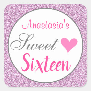 Adesivo Quadrado Glamour Rosa Lilás Roxo Brilho Sweet Sixteen