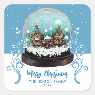Adesivo Quadrado Glass Snowball Winter Village Foliage Christmas