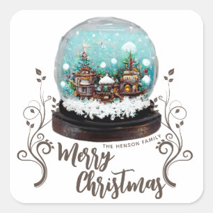 Adesivo Quadrado Glass Snowball Winter Village Foliage Christmas