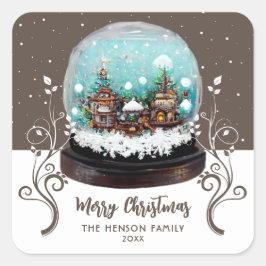 Adesivo Quadrado Glass Snowball Winter Village Foliage Christmas