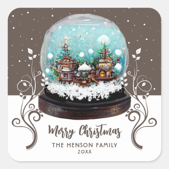 Adesivo Quadrado Glass Snowball Winter Village Foliage Christmas (Frente)