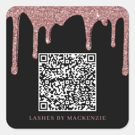 Adesivo Quadrado Glitter Dourado Rosa preto Drives QR Code Business