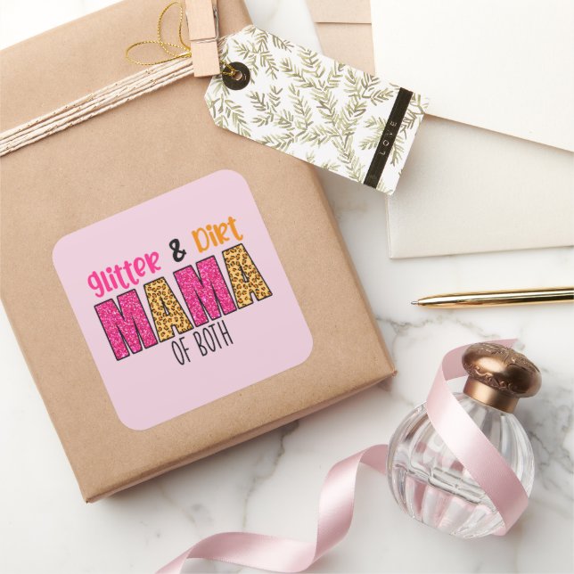 Adesivo Quadrado Glitter e Dirt Mama de Ambos (Presentear)