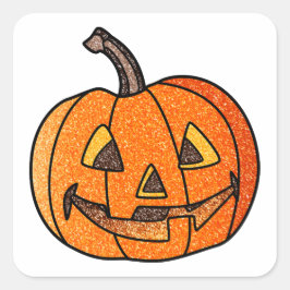 Adesivo Quadrado Glitter Jack O'Lantern