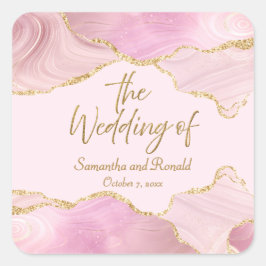 Adesivo Quadrado Glitter Rosa E Dourado Agita O Casamento De