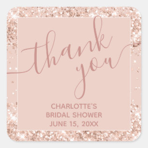 Adesivo Quadrado Glitter Rosa Girassol Obrigado Sticker Quadrado