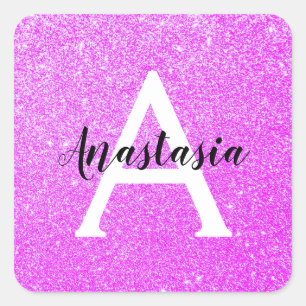 Adesivo Quadrado Glitter Roxo Glitter Glitter Gelado Grelha Nome do