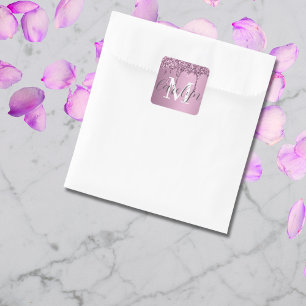 Adesivo Quadrado Glitter Sparkle Rosa Blush Girly Name