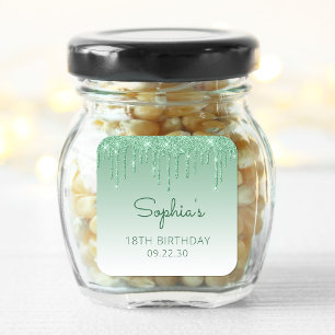 Adesivo Quadrado Glitter Verde 18ª Praça de Aniversário